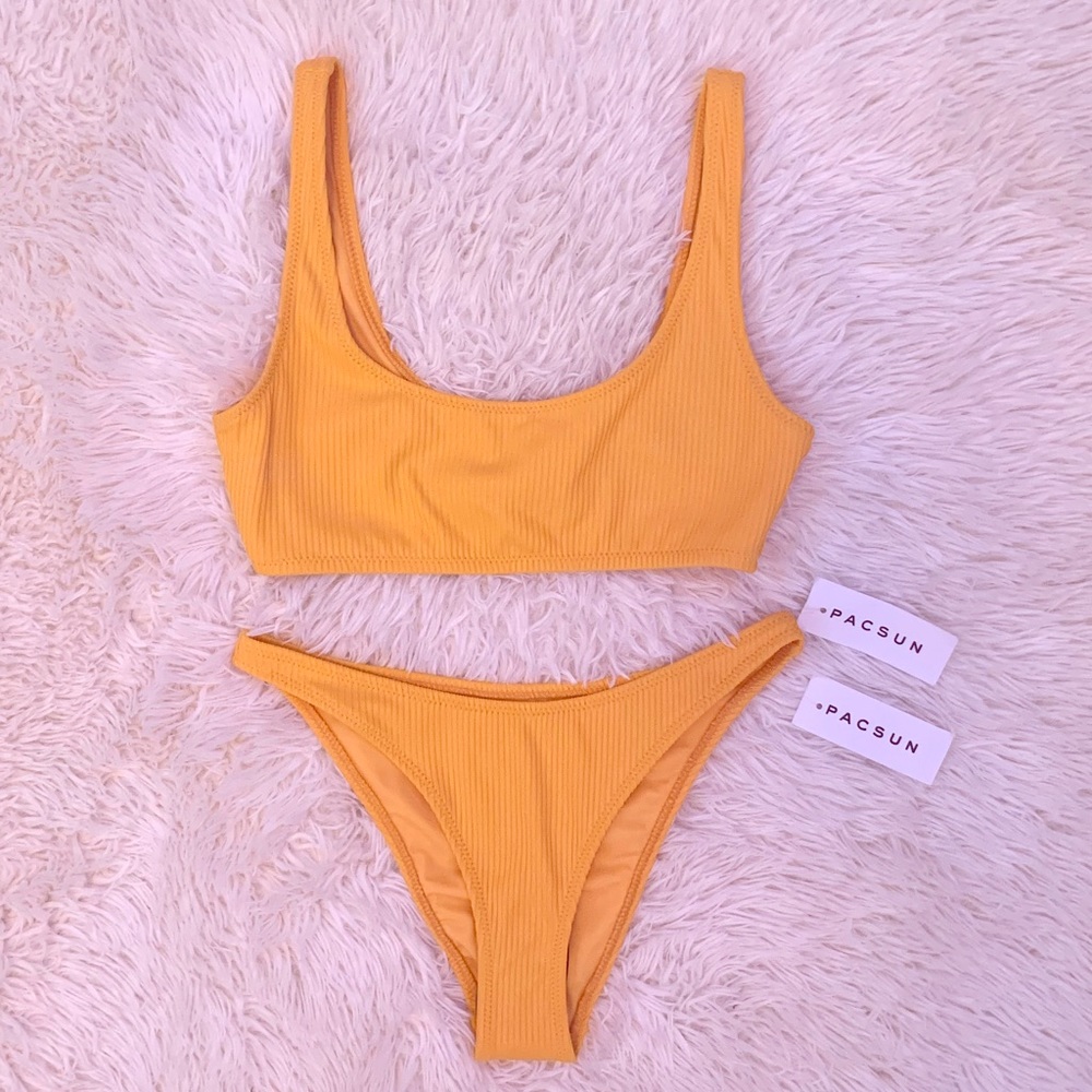 PacSun Sun Yellow Magnolia Ribbed Bikini Set